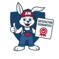 Satisfaction guaranteed service icon featuring Appliance Magic’s rabbit mascot.